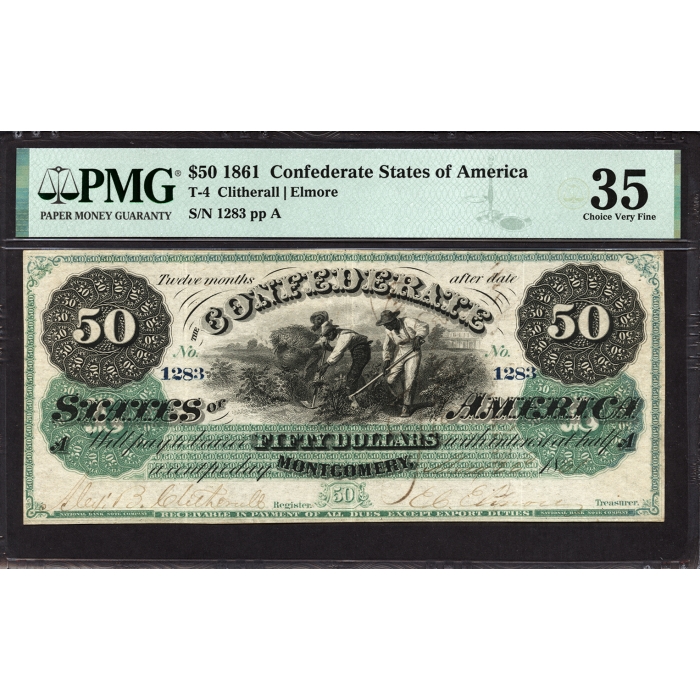 T- 4 $50 1861 Confederate States of America PMG 35