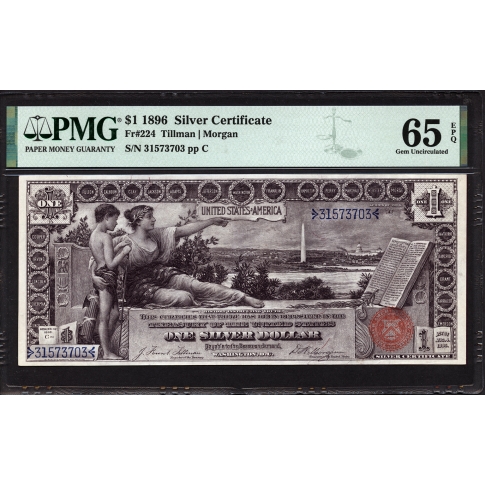 FR 224 $1 1896 Silver Certificate PMG 65 EPQ