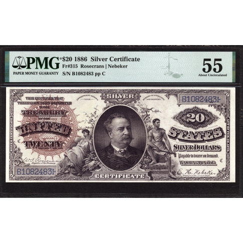 FR 315 $20 1886 Silver Certificate PMG 55