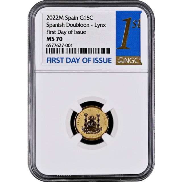 2022 Spanish Lynx 1/10-Ounce Gold NGC PR70 First Day of Issue