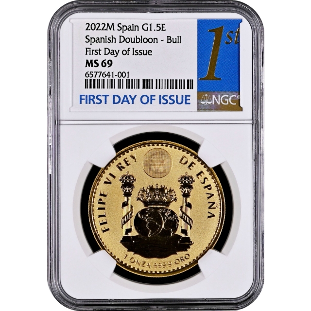 2022 Spanish Bull 1-Ounce Gold NGC PR69 First Day of Issue