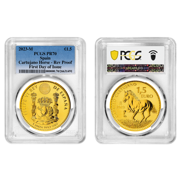 2023 Spanish Stallion (Caballo) 1-Ounce Gold PCGS PR70 First Day of Issue