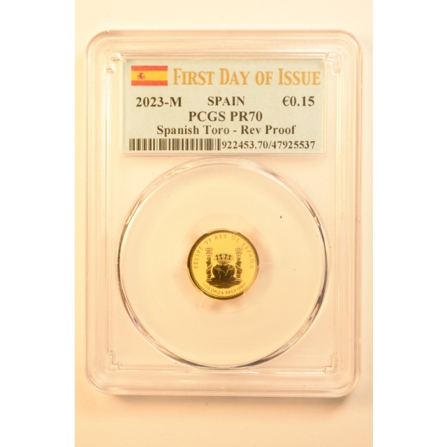 2023 Spanish Bull 1/10-Ounce Gold PCGS PR70 First Day of Issue