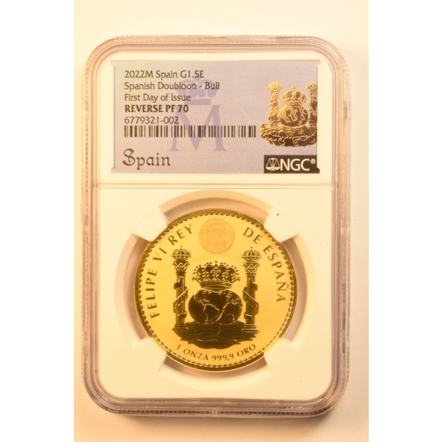 2022 Spanish Bull 1-Ounce Gold NGC PR70 First Day of Issue