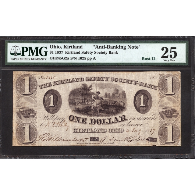 Rust  12 $1 1837 Mormon Paper Money PMG 25