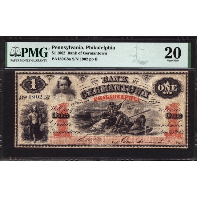 $1 1862 The Bank of Germantown - Philadelphia, Pennsylvania PMG 20