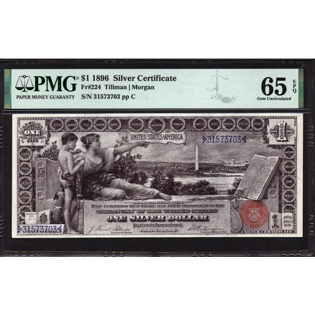 FR 224 $1 1896 Silver Certificate PMG 65 EPQ