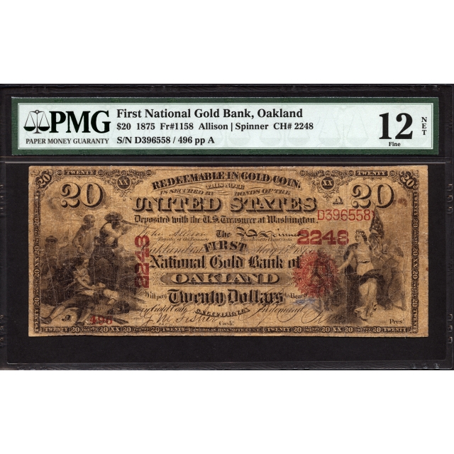 FR. 1158  $20  1875  National Gold Banknote  PMG 12N 