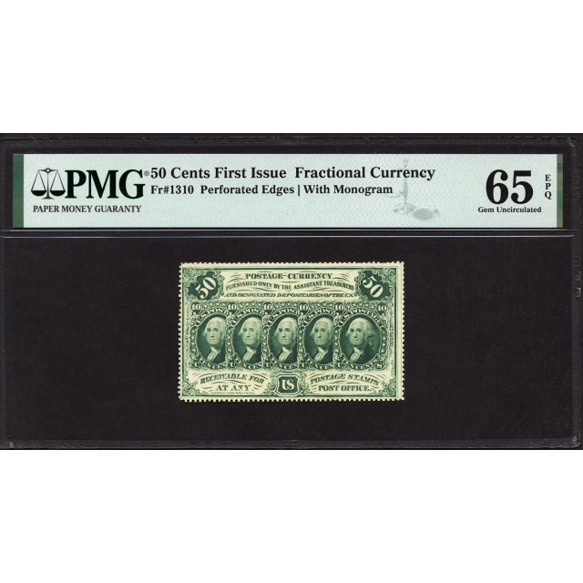 FR. 1310 50¢ First Issue Fractional Currency PMG 65 EPQ