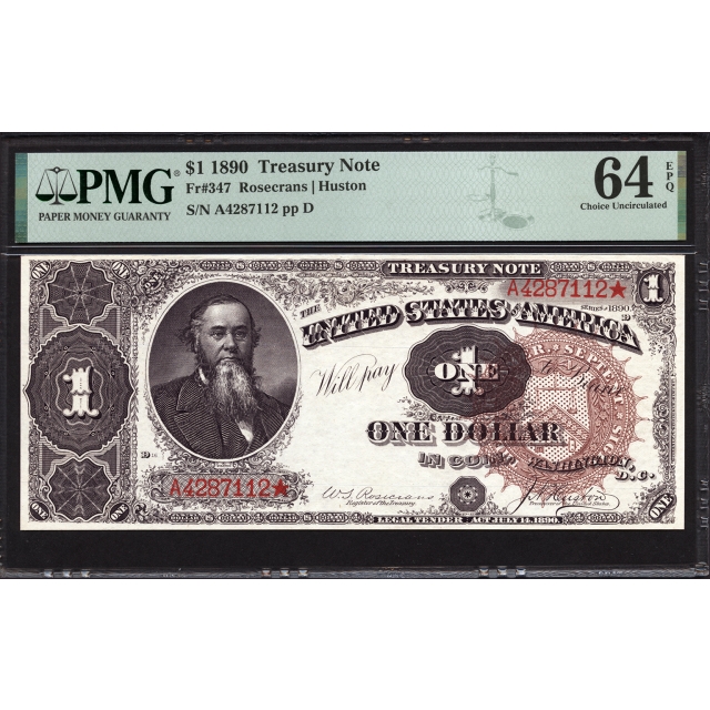 FR 347 $1 1890 Treasury Note PMG 64 EPQ