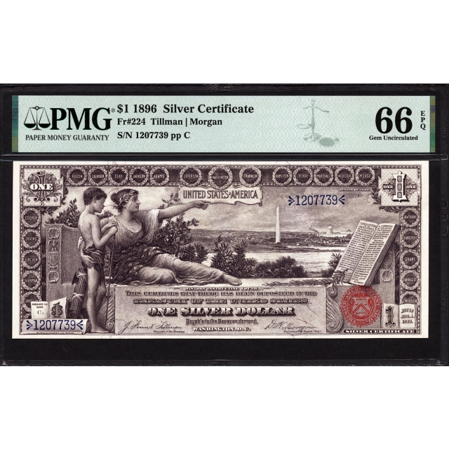 FR 224 $1 1896 Silver Certificate PMG 66 EPQ